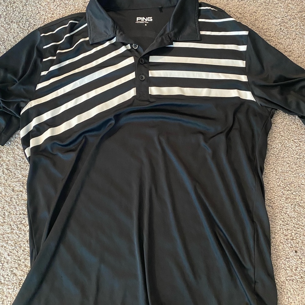 Ping Black and White Performance Polo Shirt